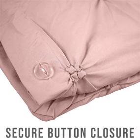 img 2 attached to 🌹 Luxurious Rose Smoke Signature Pinch Pleated Pintuck Duvet Cover Set - Soft Brushed Microfiber with Button Closure and Corner Ties (Full/Queen Size)