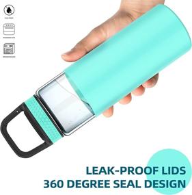 img 1 attached to 🍶 Thickened Borosilicate Glass Water Bottle - 17oz with 2 Lids, Silicone Sleeve - BPA Free & Non Toxic - Cute Design (Blue)