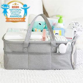 img 3 attached to 👶 Convenient Gray Baby Diaper Caddy Organizer for Nursery & Car by Kids N' Such