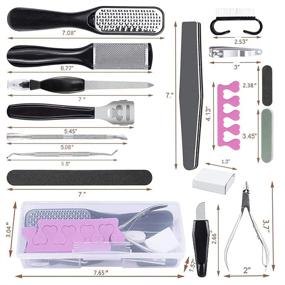 img 1 attached to 👣 23-in-1 Pedicure Supplies Kit with Portable Storage Case - Stainless Steel Foot File for Callus Removal, Dead Skin Remover Tool Set for Foot Spa