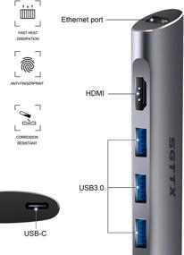 img 3 attached to 6-in-1 USB C Hub Adapter for MacBook/Pro/Air Thunderbolt 3 - with USB C to 4K HDMI, Gigabit Ethernet, 3x USB 3.0, Type C 100W PD - Compatible with Laptop/Chromebook/XPS/iPad Pro/More USB C Devices