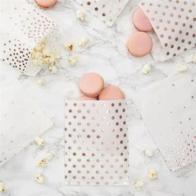 img 3 attached to 🛍️ Pack of 100 Paper Treat Bags for Cookies, Popcorn, Candy Party Favors with 2 Rose Gold Foil Designs