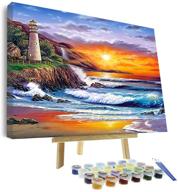 vigeiya diy paint by numbers kit: sunset landscape - framed canvas, wooden easel, brushes, acrylic pigment 16x20inch logo