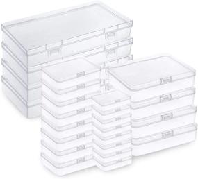 img 4 attached to 📦 24 Piece Assorted Sizes Clear Rectangular Plastic Bead Storage Containers with Hinged Lids - Empty Mini Storage Box Organizer for Beads, Crafts, Small Items