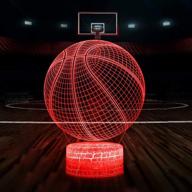 🏀 basketball 3d lamp night light: remote control, multiple colors, flashing modes, brightness adjustment - usb & batteries powered - perfect gift for sport lovers, boys, girls, kids логотип