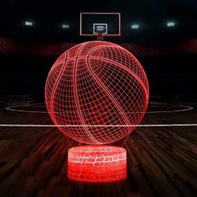 img 4 attached to 🏀 Basketball 3D Lamp Night Light: Remote Control, Multiple Colors, Flashing Modes, Brightness Adjustment - USB & Batteries Powered - Perfect Gift for Sport Lovers, Boys, Girls, Kids