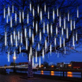 img 1 attached to Meteor Shower Lights Christmas Lights LED Falling Rain Lights 30Cm 8 Tubes Icicle Snow Raindrop Outdoor String Lights For Christmas Trees Holiday Decoration Wedding Party Patio Garden (White)