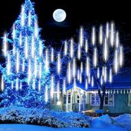 meteor shower lights christmas lights led falling rain lights 30cm 8 tubes icicle snow raindrop outdoor string lights for christmas trees holiday decoration wedding party patio garden (white) логотип