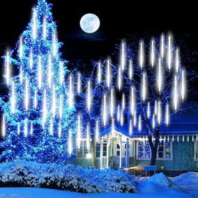 img 4 attached to Meteor Shower Lights Christmas Lights LED Falling Rain Lights 30Cm 8 Tubes Icicle Snow Raindrop Outdoor String Lights For Christmas Trees Holiday Decoration Wedding Party Patio Garden (White)