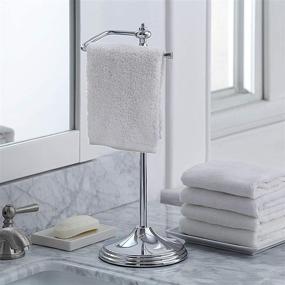 img 2 attached to SunnyPoint Heavyweight Decorative Metal Fingertip Towel Holder Stand for Bathroom, Kitchen, Vanity, and Countertops; 14.2" Height Hanging Bar (Chrome, 15.6" x 5.6" x 5.6")