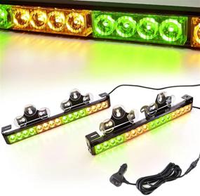 img 4 attached to LE-JX Amber/Green 2 In 1 Emergency Strobe Light Bar 21 Flash Patterns Traffic Advisor Warning Hazard Windshield Safety Lights Bar With Cigar Lighter For Police Vehicles