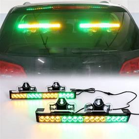 img 2 attached to LE-JX Amber/Green 2 In 1 Emergency Strobe Light Bar 21 Flash Patterns Traffic Advisor Warning Hazard Windshield Safety Lights Bar With Cigar Lighter For Police Vehicles