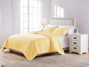 img 3 attached to 🌞 Stylish and Cozy Greenland Home Vashon Quilt Set - Full/Queen Size in Vibrant Yellow