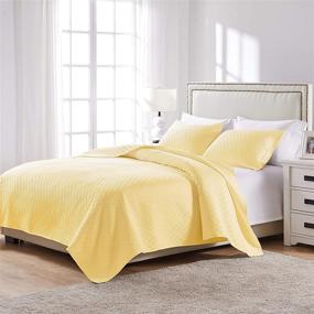 img 1 attached to 🌞 Stylish and Cozy Greenland Home Vashon Quilt Set - Full/Queen Size in Vibrant Yellow