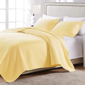 img 4 attached to 🌞 Stylish and Cozy Greenland Home Vashon Quilt Set - Full/Queen Size in Vibrant Yellow