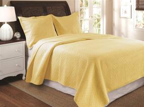 img 2 attached to 🌞 Stylish and Cozy Greenland Home Vashon Quilt Set - Full/Queen Size in Vibrant Yellow