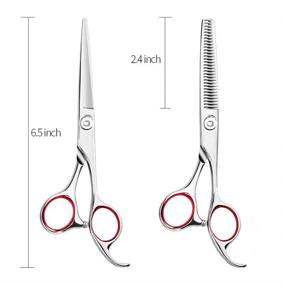 img 3 attached to Ultimate Professional Hair Cutting Scissors Set: 9 PCS 6.7inch Barber Thinning Scissors for Precision Hairdressing - Stainless Steel Shears with Cape Clips, Comb - Perfect for Barbers, Salons, and Home Use (Red)