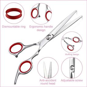 img 2 attached to Ultimate Professional Hair Cutting Scissors Set: 9 PCS 6.7inch Barber Thinning Scissors for Precision Hairdressing - Stainless Steel Shears with Cape Clips, Comb - Perfect for Barbers, Salons, and Home Use (Red)