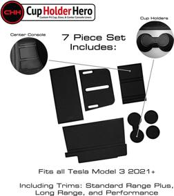 img 2 attached to CupHolderHero Fits Tesla Model 3 Accessories 2021-2022 Premium Custom Interior Non-Slip Anti Dust Cup Holder Inserts Interior Accessories