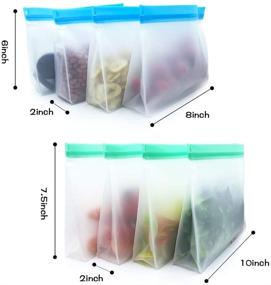 img 1 attached to 🌱 Reusable Food Storage Bags 8 Pack - Leakproof, BPA Free, and Plastic Free | Eco-friendly Stand Up Freezer Bags with 4 half-Gallon and 4 Sandwich Bags | Plus Eco-friendly Lunch Bag