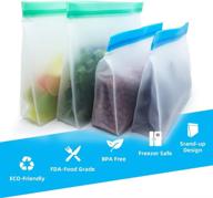 🌱 reusable food storage bags 8 pack - leakproof, bpa free, and plastic free | eco-friendly stand up freezer bags with 4 half-gallon and 4 sandwich bags | plus eco-friendly lunch bag logo