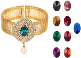 img 4 attached to 💎 Ethnadore Rhinestone Changeable Bracelet for Girls' Jewelry – Ideal for Bollywood-inspired Fashion