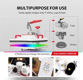 img 2 attached to 🧢 Enhanced VIVOHOME 5 in 1 Combo Multifunctional Swing Away Clamshell Printing Sublimation Heat Press Transfer Machine for T-Shirt Hat Cap Mug Plate - 15 x 12 Inch (White)