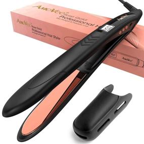 img 4 attached to 🔥 AmoVee Nano Titanium Flat Iron and Curler 2 in 1 - Professional Hair Straightener, Straightens & Curls with 11 Adjustable Temp Up to 450°F - 1 Inch Flat Iron for All Hair Types, Black/Rose Gold