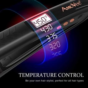 img 1 attached to 🔥 AmoVee Nano Titanium Flat Iron and Curler 2 in 1 - Professional Hair Straightener, Straightens & Curls with 11 Adjustable Temp Up to 450°F - 1 Inch Flat Iron for All Hair Types, Black/Rose Gold