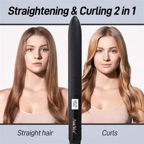 img 3 attached to 🔥 AmoVee Nano Titanium Flat Iron and Curler 2 in 1 - Professional Hair Straightener, Straightens & Curls with 11 Adjustable Temp Up to 450°F - 1 Inch Flat Iron for All Hair Types, Black/Rose Gold