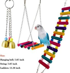 img 1 attached to Bird Parrot Toys: Ladders, Swings, Chewing Toys - Hanging Pet Bird Cage Accessories with Hammock Toy for Small Parakeets, Cockatiels, Lovebirds, Conures, Macaws, Finches