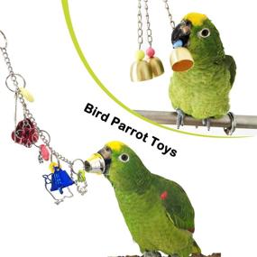 img 3 attached to Bird Parrot Toys: Ladders, Swings, Chewing Toys - Hanging Pet Bird Cage Accessories with Hammock Toy for Small Parakeets, Cockatiels, Lovebirds, Conures, Macaws, Finches