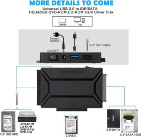 img 3 attached to 💾 AGPTEK USB 3.0 to SATA/IDE Hard Drive Converter with Power Switch and 4 Pin Power Connector, Super Speed up to 6 Gbps, Supports 4TB Storage