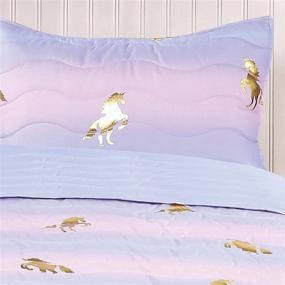 img 1 attached to 🦄 Enchant your Bedroom with the Tadpoles Girls Unicorn Quilt Set – Twin Size in Pink, Purple, and Metallic Gold