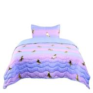🦄 enchant your bedroom with the tadpoles girls unicorn quilt set – twin size in pink, purple, and metallic gold logo