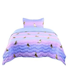 img 4 attached to 🦄 Enchant your Bedroom with the Tadpoles Girls Unicorn Quilt Set – Twin Size in Pink, Purple, and Metallic Gold