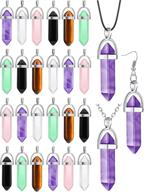 💎 set of 20 amethyst, rose quartz, and clear quartz crystal bullet shape pendants - hexagon pointed gemstone chakra jewelry making supplies for necklaces, earrings, bracelets logo