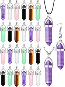 img 4 attached to 💎 Set of 20 Amethyst, Rose Quartz, and Clear Quartz Crystal Bullet Shape Pendants - Hexagon Pointed Gemstone Chakra Jewelry Making Supplies for Necklaces, Earrings, Bracelets