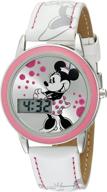 🐭 disney kids' mn1022 minnie mouse watch: stylish white leather band for children logo