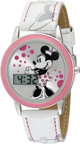 img 3 attached to 🐭 Disney Kids' MN1022 Minnie Mouse Watch: Stylish White Leather Band for Children