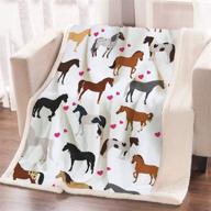 🐴 cute horse blanket throw for kids: arightex girls ponies heart fleece - all season cozy plush blanket – perfect gift for teens logo