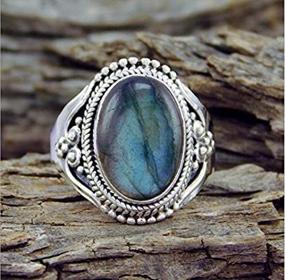 img 2 attached to 💍 Yuren Vintage Fashion Women 925 Silver Turquoise Moonstone Ring: Stunning Bridal Jewelry Shell Ring, Size 6-10 (US Code 8)