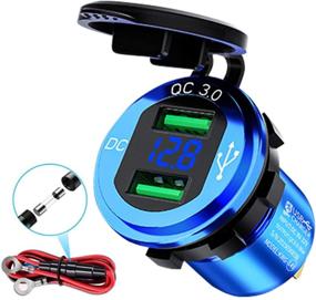 img 4 attached to 💦 Waterproof Dual USB Car Power Outlet - Quick Charge 3.0 - 12V/24V Fast Charge - LED Voltmeter - Ideal for Car, Marine, Boat, Motorcycle, Truck, RV and More (Blue)