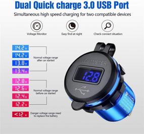 img 1 attached to 💦 Waterproof Dual USB Car Power Outlet - Quick Charge 3.0 - 12V/24V Fast Charge - LED Voltmeter - Ideal for Car, Marine, Boat, Motorcycle, Truck, RV and More (Blue)