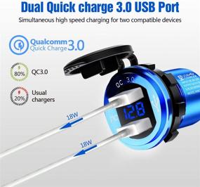 img 2 attached to 💦 Waterproof Dual USB Car Power Outlet - Quick Charge 3.0 - 12V/24V Fast Charge - LED Voltmeter - Ideal for Car, Marine, Boat, Motorcycle, Truck, RV and More (Blue)