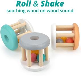 img 3 attached to 🦆 DUCKBOXX XX Wooden Rattle Rollers: Engaging White Base Baby Toy Set for Ages 0m – 2yrs (3pcs)
