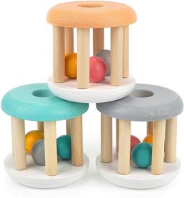 img 4 attached to 🦆 DUCKBOXX XX Wooden Rattle Rollers: Engaging White Base Baby Toy Set for Ages 0m – 2yrs (3pcs)