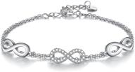 🎁 stylish t400 sterling silver infinity hamsa hand double layered bracelet - perfect gift for women and girls logo
