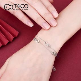 img 2 attached to 🎁 Stylish T400 Sterling Silver Infinity Hamsa Hand Double Layered Bracelet - Perfect Gift for Women and Girls