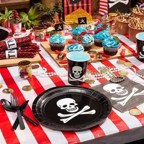 img 3 attached to 🏴 Pirate Party Supplies Pack - Paper Plates, Plastic Cutlery, Cups, and Napkins (24 Servings, 144 Pieces)